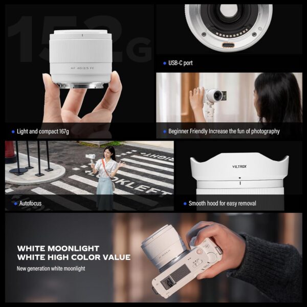 VILTROX 40mm F2.5 FE Lens (White Limited Edition) AF Full Frame Large Aperture Microsingle Camera E-Mount Lenses Auto Focus Format Portrait Shot for Sony a7 a7r/s/c a7ii a7rii a7sii a7siii a7iii