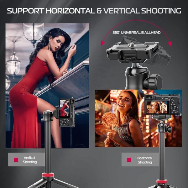ULANZI MT-44 Extendable Phone Tripod, 59" Selfie Stick Vlog Stand with 2 in 1 Phone Clip, 360° Ball Head Camera-Tripod for iPhone Sony Canon Action Camera, Lightweight for Travel