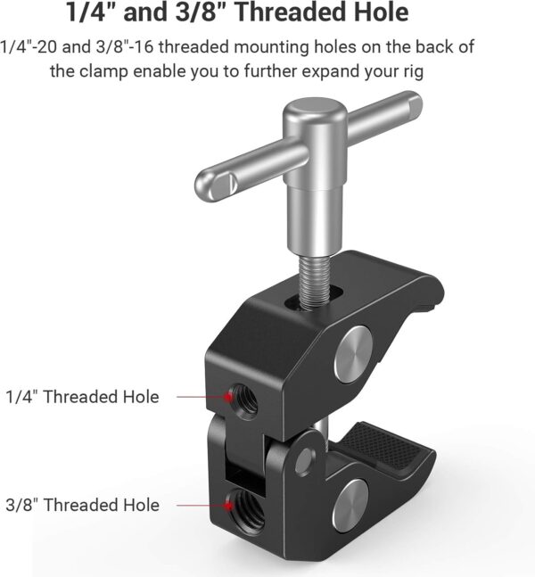 SMALLRIG Clamp w/ 1/4" and 3/8" Thread and 9.8 Inches Adjustable Friction Power Articulating Magic Arm with 1/4" Thread Screw for LCD Monitor/LED Lights - KBUM2732B