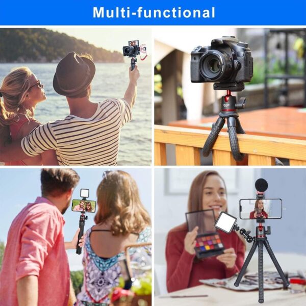 ULANZI Camera Tripod, Mini Flexible Stand with Hidden Phone Holder w Cold Shoe Mount, 1/4'' Screw for Magic Arm, Universal for iPhone 16 15 14 Pro Max XS Max X 8 Samsung Canon Nikon Sony Cameras
