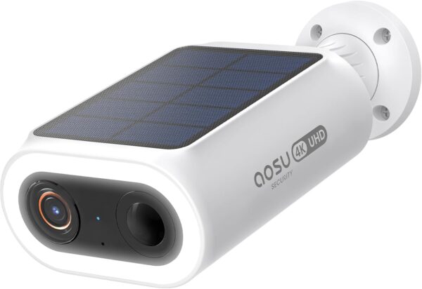 AOSU SolarCam P1 Max, Solar Security Camera Wireless Outdoor, 4K UHD Camera for Home Security with Enhanced AI Detection for Fences & Parking, Integrated Solar Panel, Easy Setup, No Monthly Fees