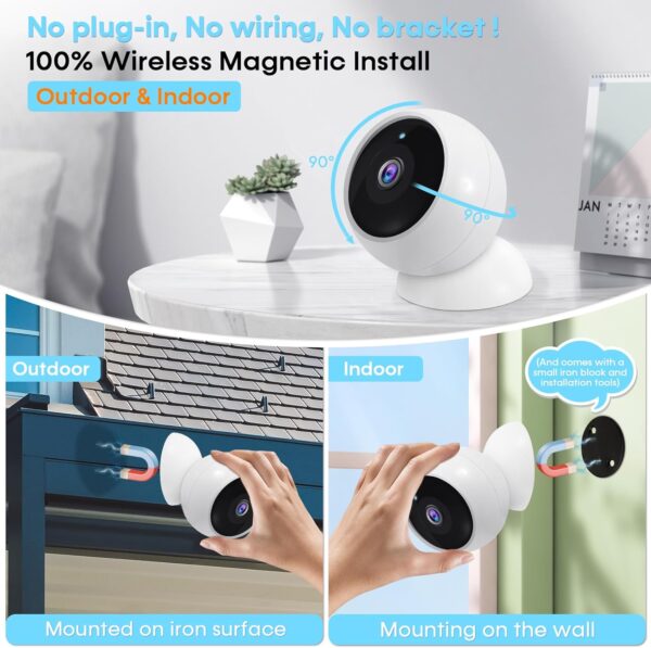 AMTIFO Security Cameras Wireless Outdoor Magnetic: Install-Free Smart Indoor 2K WiFi - Long Battery Life Powered Outdoor Camera Wireless with AI Motion Detection