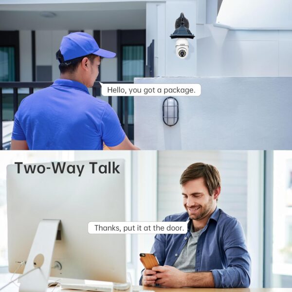 WESECUU Light Bulb Security Camera -5G& 2.4GHz WiFi 2K Security Cameras Wireless Outdoor Motion Detection and Alarm,Two-Way Talk,Color Night Vision,Human Detection, Bulb Camera Compatible with Alexa
