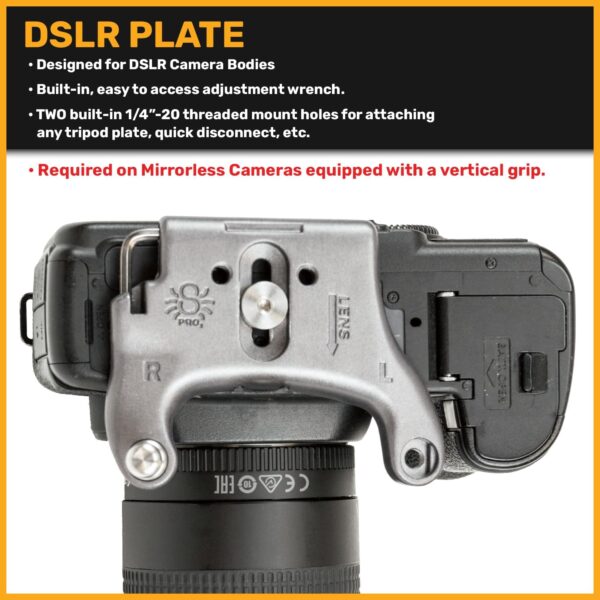 SPIDER HOLSTER – SpiderPro DSLR Camera Plate for Any Spider Camera Holster Constructed from Durable Stainless Steel & Aluminum with Anti-Slip Pads – 1/4" x20 Mounts for Any Tripod Adapter Plate