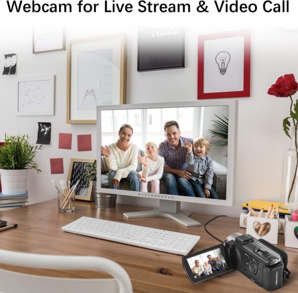 Video Camera Camcorder Digital Camera Recorder Full HD 1080P 15FPS 24MP 3.0 Inch 270 Degree Rotation LCD 16X Digital Zoom Camcorder Camera with 2 Batteries(Black)