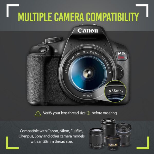Ultra Deluxe Lens Kit for Canon Rebel T3, T5, T5i, T6, T6i, T7i, EOS 80D, EOS 77D Cameras with Canon EF-S 18-55mm is II STM Lens - Includes: 7pc 58mm Filter Set + 58mm Wide Angle and Telephoto Lens