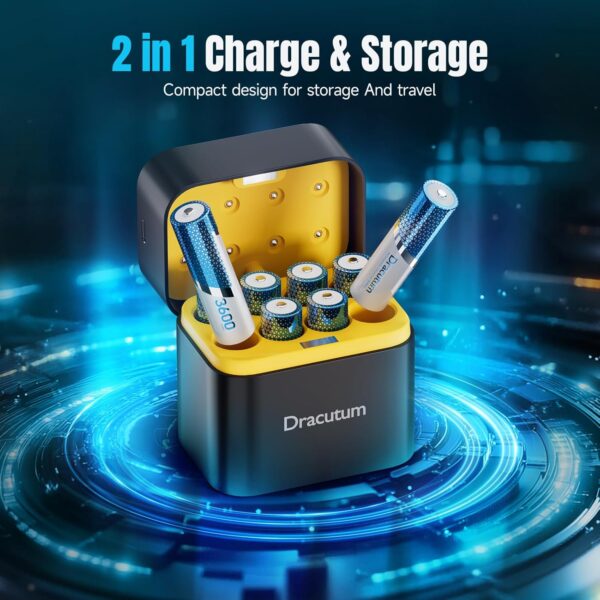 AA Rechargeable Batteries Lithium 8 Pack with Charger - 1.5V 3600mWh High Capacity Rechargeable AA Batteries, 2000 Cycles Long-Lasting Li-ion Doubel A Batteries for Blink Outdoor Camera
