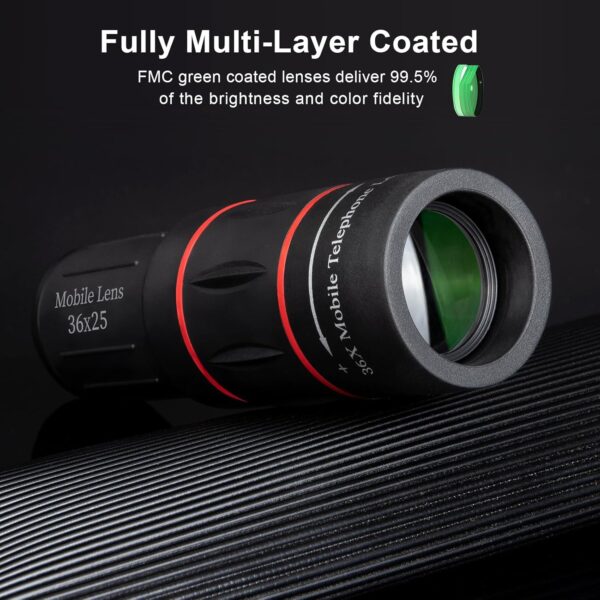 36X Long Focus Telephoto Phone Lens for iPhone and Android, Zoom Cellphone Camera Lens with Phone Clip for Picture Video Taking
