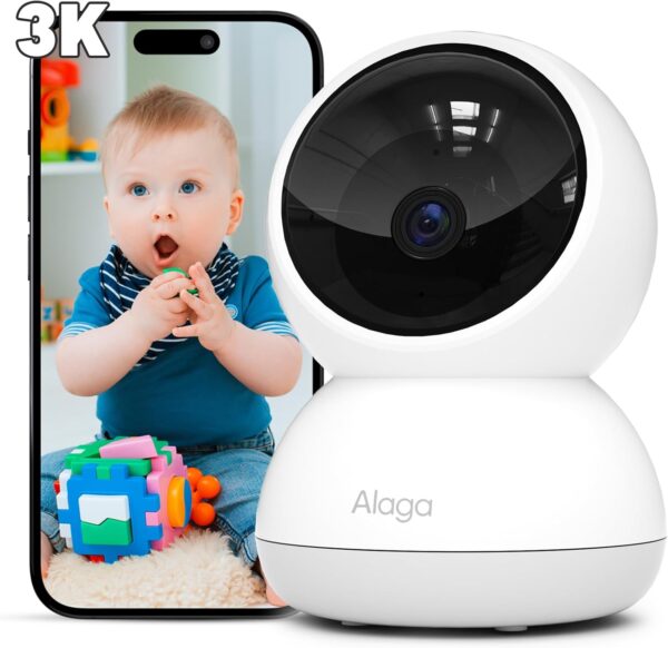 Alaga 3K Security Camera for Home, 5G and 2.4G WiFi,360° Pan, Human Pet Motion AI, Night Vision, Speaker, Compatible with Alexa and Google Assistant