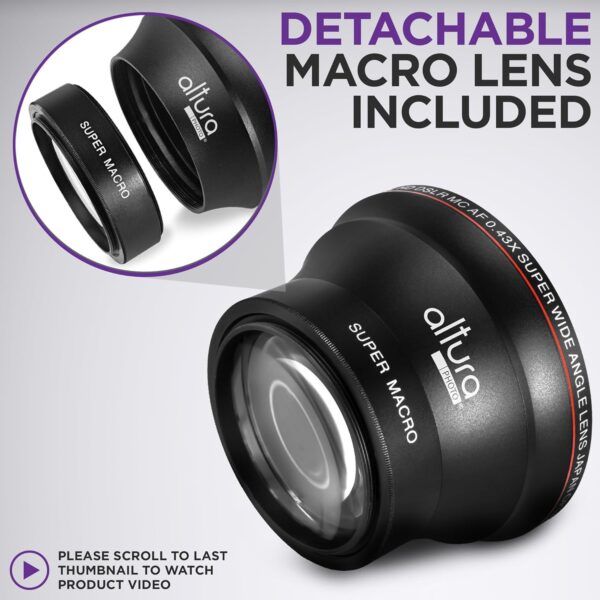 58MM 0.43x Altura Photo Professional HD Wide Angle Lens (w/Macro Portion) for Canon EOS 70D 77D 80D 90D Rebel T8i T7 T7i T6i T6s T6 SL2 SL3 DSLR Cameras