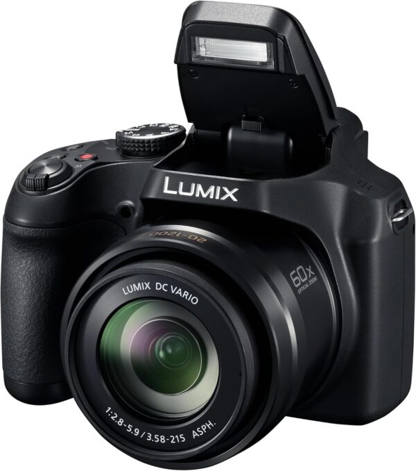 Panasonic LUMIX FZ80D Compact Camera with 20-1200mm Zoom Lens, Point and Shoot Digital Camera with 4K Video/Photo Recording and Power Optical Image Stabilizer - DC-FZ80D