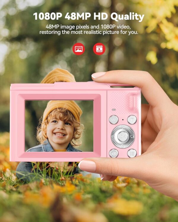 Digital Camera for Kids: Pink Camera for Teens - Christmas Birthday Gifts for Girls 8-10 - 16X Zoom Shoot Camera for Ages 8-13 - Compact Camera for 6 7 8 9 10 Years Old- Toys for Kid Children Toddler