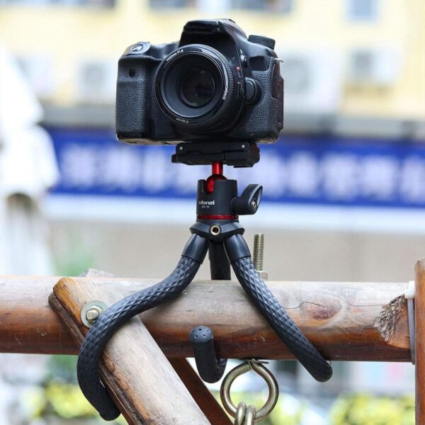 ULANZI Camera Tripod, Mini Flexible Stand with Hidden Phone Holder w Cold Shoe Mount, 1/4'' Screw for Magic Arm, Universal for iPhone 16 15 14 Pro Max XS Max X 8 Samsung Canon Nikon Sony Cameras