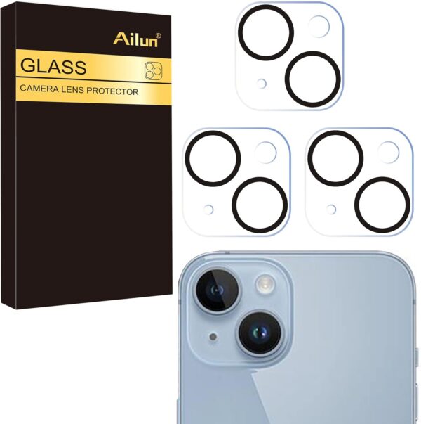 Ailun 3 Pack Camera Lens Protector for iPhone 15 / iPhone 14 6.1" ＆ iPhone 15 Plus/iPhone 14 Plus 6.7",Tempered Glass,9H Hardness,Ultra HD,Anti-Scratch,Case Friendly,Does not Affect Night Shots