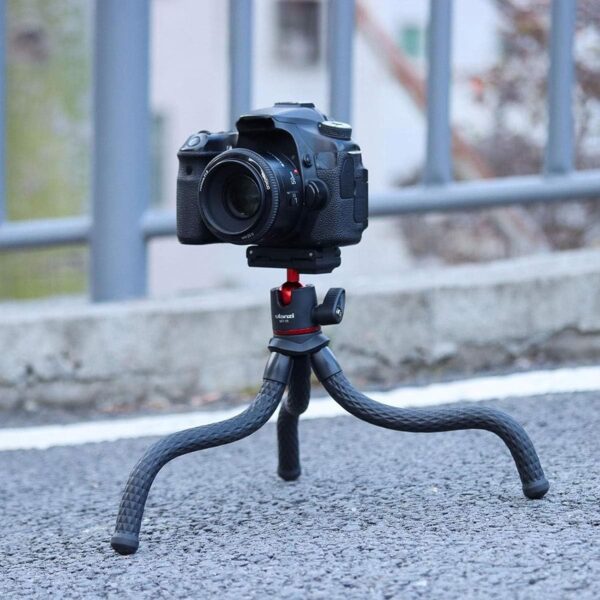 ULANZI Camera Tripod, Mini Flexible Stand with Hidden Phone Holder w Cold Shoe Mount, 1/4'' Screw for Magic Arm, Universal for iPhone 16 15 14 Pro Max XS Max X 8 Samsung Canon Nikon Sony Cameras