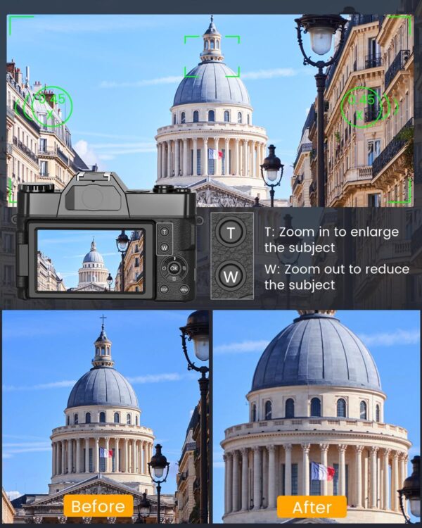 2024 Upgrade VJIANGER Digital Camera for Photography 4K 56MP Vlogging Camera for YouTube with WiFi, 180° Flip Screen, 16X Digital Zoom, 52mm Lens, 2 Batteries, 32GB Micro SD Card(Black)