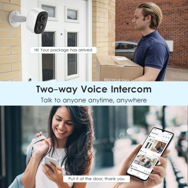 GMK Security Camera Wireless Outdoor, 2K Color Night Vision AI Motion Detection 2-Way Talk Battery Powered WiFi Home Indoor Camera IP65 Weatherproof Spotlight Siren Alarm Cloud/SD Storage