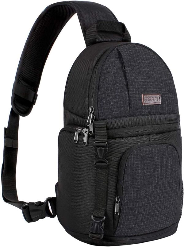MOSISO Camera Sling Bag, DSLR/SLR/Mirrorless Camera Backpack Case Shockproof Photography Backpack with Tripod Holder & Removable Modular Inserts Compatible with Canon/Nikon/Sony/Fuji, Black