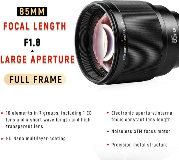 VILTROX 85mm F1.8 Mark II Auto Focus Full Frame Lens for Sony E Mount, STM Large Aperture Medium Telephoto Portrait Fixed Focus Lens for Sony Camera A9 A7R3 A7III A7RIII A7M3 A7S2 A6500 A6300