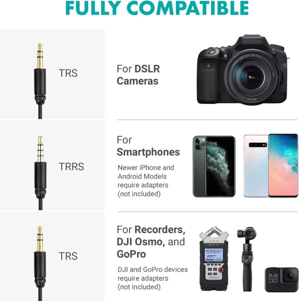 Movo VXR10 Universal Shotgun Mic for Camera - Camera Microphone for DSLR, iPhone and Android Smartphones - Compatible with Canon EOS, Nikon, and Sony Cameras - with Shock Mount, Deadcat Windscreen