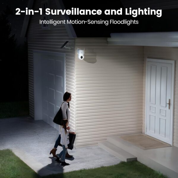 AOSU Solar Security Cameras Wireless Outdoor - 3K 5MP Home Security Camera, 360° Panoramic View, 400-Lumen Floodlight Camera, Color Night Vision, WiFi Camera, Auto Tracking, AI Human Detection(2 Pack)