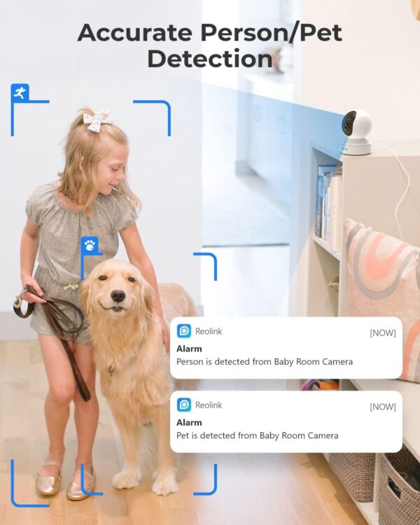 REOLINK Indoor Security Camera, 2.4/5 GHz WiFi, 4MP 360 Degree Pet Camera with Auto Tracking, Person/Pet Detection, Local Storage, 2 Way Talk, Ideal for Baby/Dog Monitor, Plug-in, E1 Pro (2 Pack)