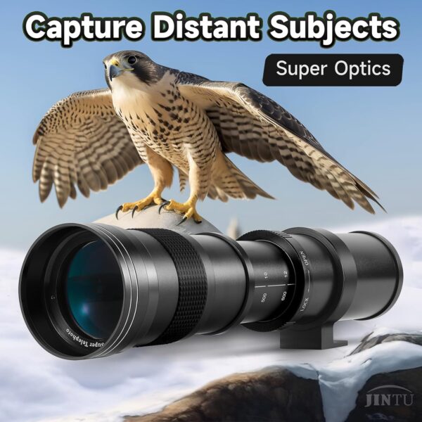 JINTU Telephoto Lens 420-1600mm f/8.3 Zoom SLR Camera Lens for Canon T7i T6 T6i T6s T7 T8i T3i, T4i, T5, T5i, SL2, SL1 4000D 2000D 80D 90D 5D III 6D 7D II 60D 70D 250D 750D 760D 1200D 1300D 2000D