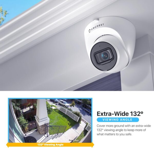 Amcrest 5MP Turret POE Camera, UltraHD Outdoor IP Camera POE with Mic/Audio, 5-Megapixel Security Surveillance Cameras, 98ft NightVision, 132° FOV, MicroSD (256GB), (IP5M-T1179EW-AI-V3)