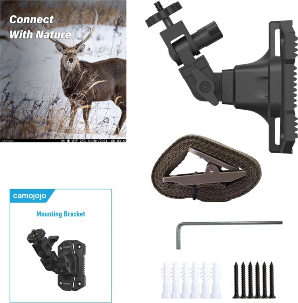 Trail Cameras Mounting Bracket with 1/4" -20 Threaded Insert 360°Rotating Adjustable Holder for Outdoor Hunting Gear Accessory, Game Camera Holder Monitor Stand Hunting Camera Kit