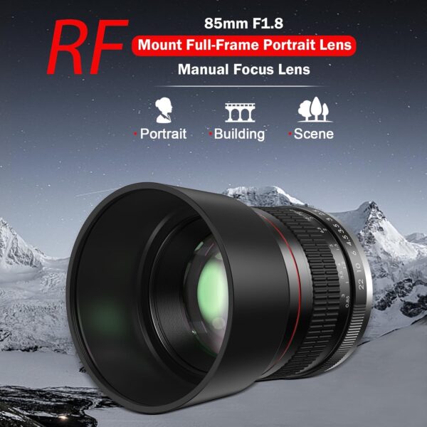 85mm Lens for Canon RF - 85mm f1.8 Portrait Lens Manual Focus(MF) for Canon EOS R/Ra/RP/R3/R5/R5 C/R6/R6 Mark II /R7/R8/R10/R50/R100 Mirrorless Camera (for Canon RF)