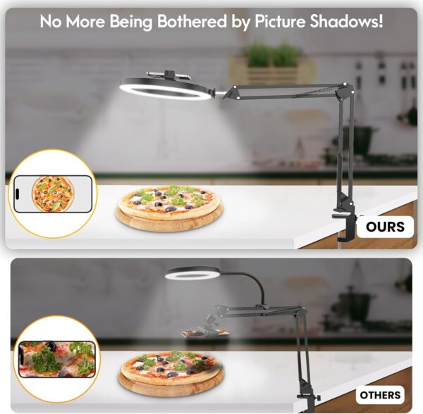 Overhead Camera Mount with Selfie Ring Light and Phone Holder, 10" LED Ring Light for Desk with Stand and Remote for iPhone,Phone Tripod with Light for Video Recording Vlog TikTok Live Stream Cooking