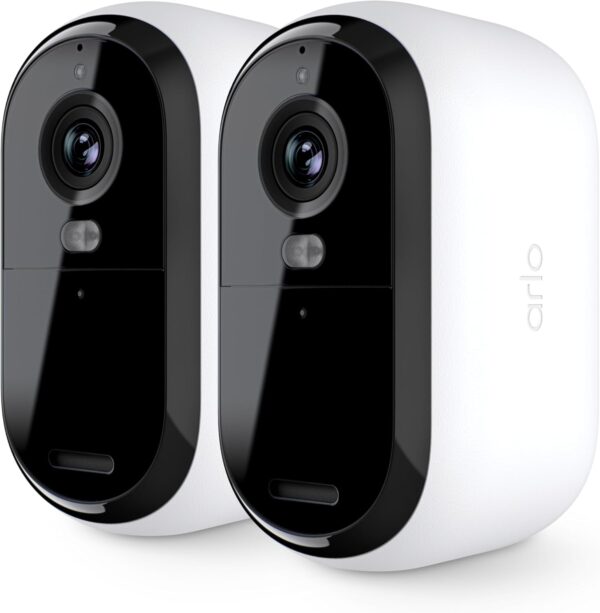 Arlo Essential Security Camera 1080p HD | Indoor - Outdoor | 2nd Gen | Wireless with Spotlight, 2-Way Audio, Color Night Vision, Live Stream, Real Time Notifications, Wide Angle - White, 2 Cameras