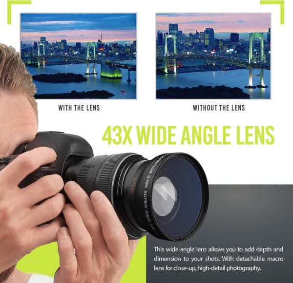 Ultra Deluxe Lens Kit for Canon Rebel T3, T5, T5i, T6, T6i, T7i, EOS 80D, EOS 77D Cameras with Canon EF-S 18-55mm is II STM Lens - Includes: 7pc 58mm Filter Set + 58mm Wide Angle and Telephoto Lens