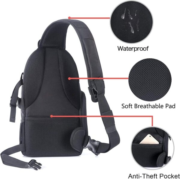 MOSISO Camera Sling Bag, DSLR/SLR/Mirrorless Camera Backpack Case Shockproof Photography Backpack with Tripod Holder & Removable Modular Inserts Compatible with Canon/Nikon/Sony/Fuji, Black