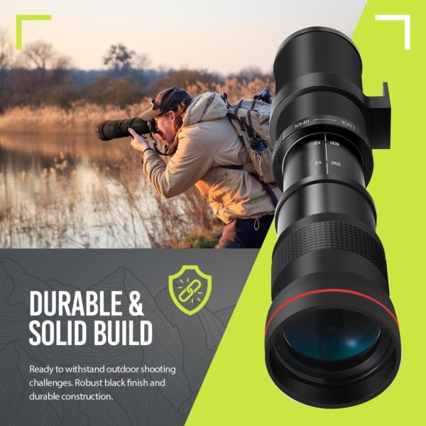 High-Power 420-1600mm f/8.3 HD Manual Telephoto Zoom Lens for Canon T1i T2i T3 T3i T4 T4i T5 T5i T6 T6i T6s T7 T7i T7s T8i EOS 1D 5D 6D 7D 30D 40D 50D 60D 70D 80D 90D XS XSI SL3 SL2 SL1