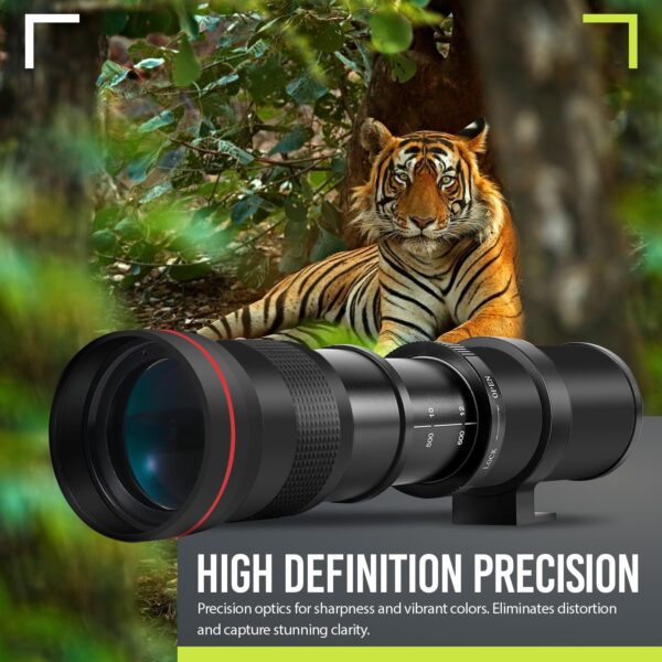 High-Power 420-1600mm f/8.3 HD Manual Telephoto Zoom Lens for Canon T1i T2i T3 T3i T4 T4i T5 T5i T6 T6i T6s T7 T7i T7s T8i EOS 1D 5D 6D 7D 30D 40D 50D 60D 70D 80D 90D XS XSI SL3 SL2 SL1