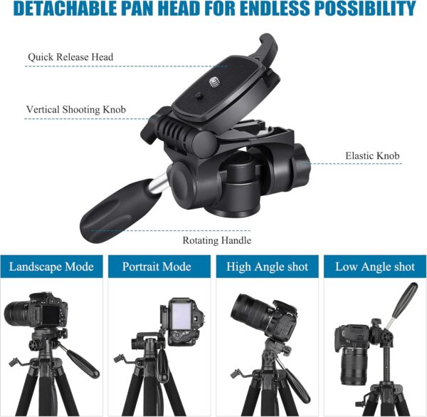 VICTIV 74” Camera Tripod, Tripod for Camera and Phone, Aluminum Heavy Duty Tripod Stand for Canon Nikon with Carry Bag and Phone Holder, Compatible with DSLR, iPhone, Spotting Scopes, Max Load 15 Lb