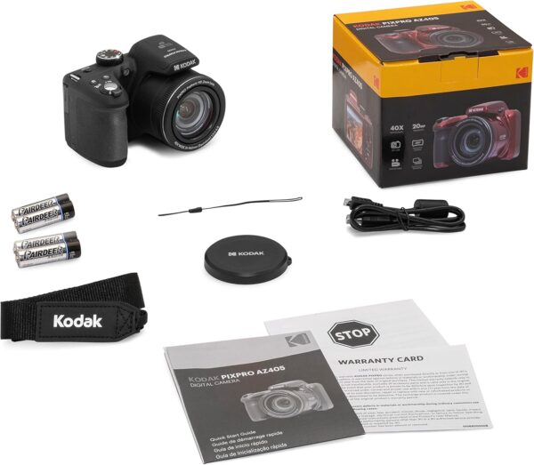 KODAK PIXPRO AZ405-BK 20MP Digital Camera 40X Optical Zoom 24mm Wide Angle Lens Optical Image Stabilization 1080P Full HD Video 3" LCD Vlogging Camera (Black)