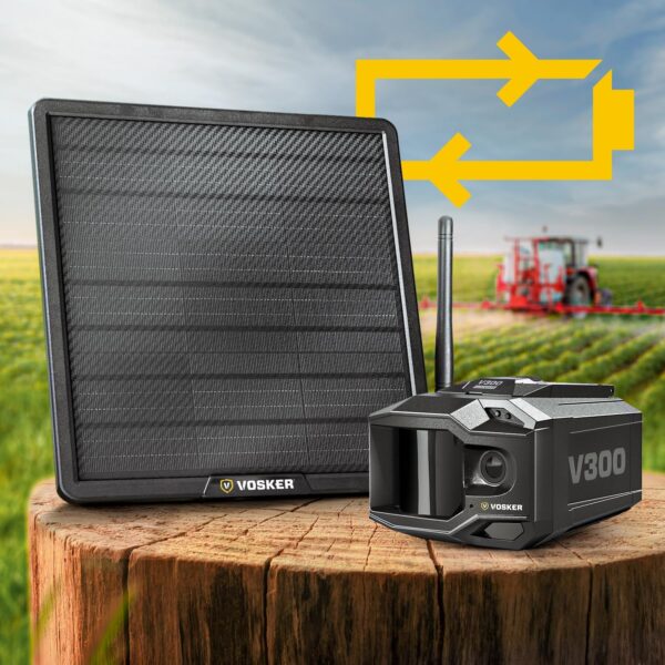 Vosker V300 Ultimate 4G-LTE Autonomous Outdoor Security Camera | High-Capacity 15,000 mAh External Solar Power Bank | SIM Card Included | No WiFi Needed | Live Streaming