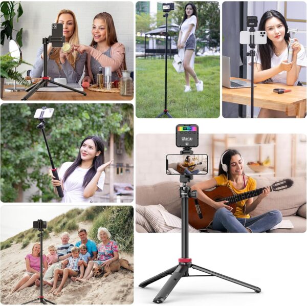 ULANZI MT-44 Extendable Phone Tripod, 59" Selfie Stick Vlog Stand with 2 in 1 Phone Clip, 360° Ball Head Camera-Tripod for iPhone Sony Canon Action Camera, Lightweight for Travel