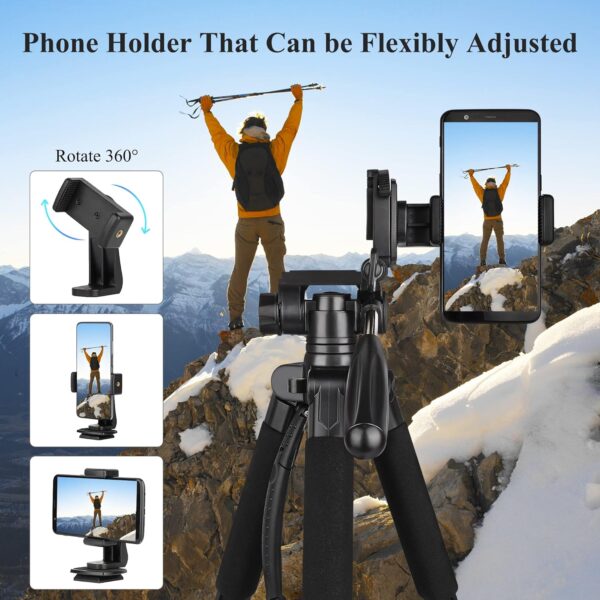 VICTIV 74” Camera Tripod, Tripod for Camera and Phone, Aluminum Heavy Duty Tripod Stand for Canon Nikon with Carry Bag and Phone Holder, Compatible with DSLR, iPhone, Spotting Scopes, Max Load 15 Lb
