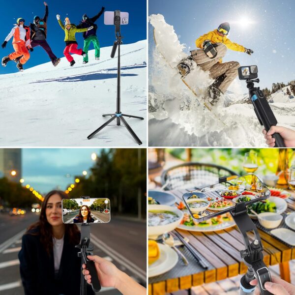 Eocean 71" Tall Selfie Stick Tripod Quadripod with Remote & with 360° Ballhead, Aluminum Alloy Extendable Cell Phone Tripod Stand, Travel Tripod Phone Holder Compatible with iPhone/Android/GoPro