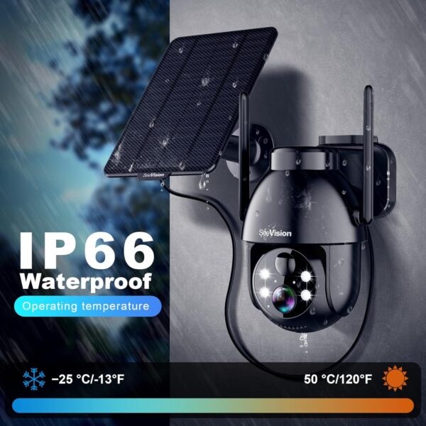 Solar Security Cameras Wireless Outdoor, 2K Battery Powered PTZ WiFi 3MP Indoor Security Camera for Home with Spotlight, PIR Motion Detection,Siren, Color Night Vision, 2-Way Talk, SD/Cloud Storage