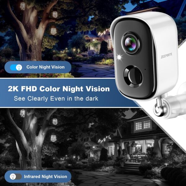 Security Cameras Wireless Outdoor, 2K Battery Powered WiFi Cameras for Home Security with AI Motion Detection, Color Night Vision, Spotlight, Siren, Waterproof, SD/Cloud Storage