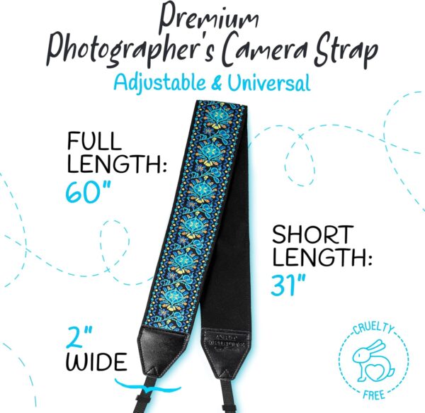 Camera Strap For Photographers Padded Universal Fit Neck Shoulder & Crossbody Strap Quick Release For DSLR/SLR/Mirrorless Canon Nikon Sony Olympus Compatible Photographer Gift for Men & Women - Blue