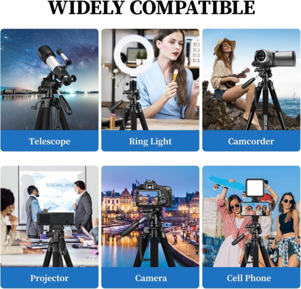JOILCAN Tripod Camera Tripods, 74" Tripod for Camera Phone Video Recording, Heavy Duty Camera Tripod Stand, Professional Travel DSLR Tripods Compatible with Canon iPhone, Max Load 15 LB