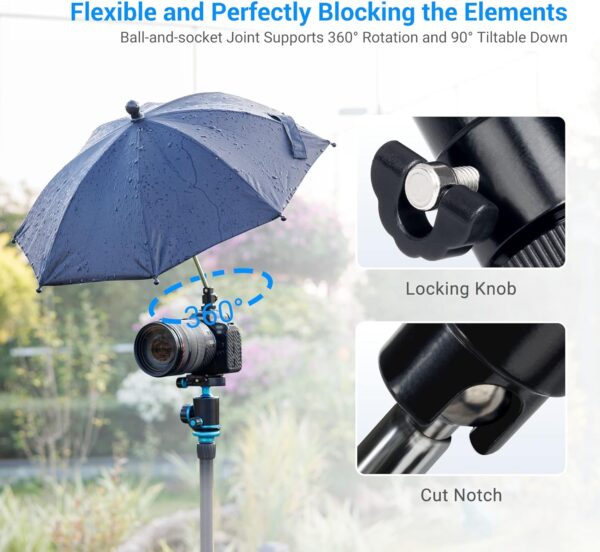 DSLR Mirrorless Camera Hot Shoe Umbrella Rain Cover Protector Sunshade for Canon EOS R100 R50 R8 R7 R10 R3 R6 Mark II R5 C Rp R Rebel T8i T7 90D A7RV A7 IV A7S III II Z8 Z9 Z30 Z5 Z6 Z7II