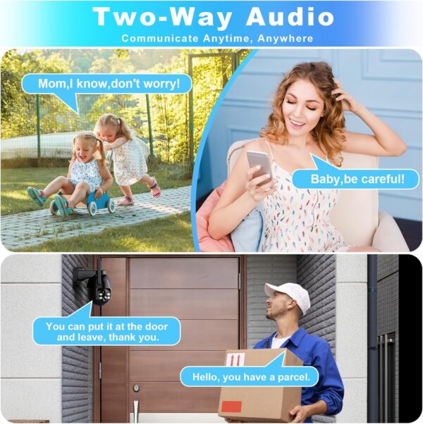 Solar Security Cameras Wireless Outdoor, 2K Battery Powered PTZ WiFi 3MP Indoor Security Camera for Home with Spotlight, PIR Motion Detection,Siren, Color Night Vision, 2-Way Talk, SD/Cloud Storage