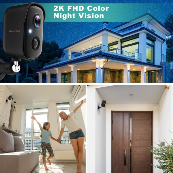 Security Cameras Wireless Outdoor, 2K Battery Powered AI Motion Detection Spotlight Siren Alarm WiFi Surveillance Indoor Home Camera, Color Night Vision, 2-Way Talk, Waterproof, Cloud/SD Storage