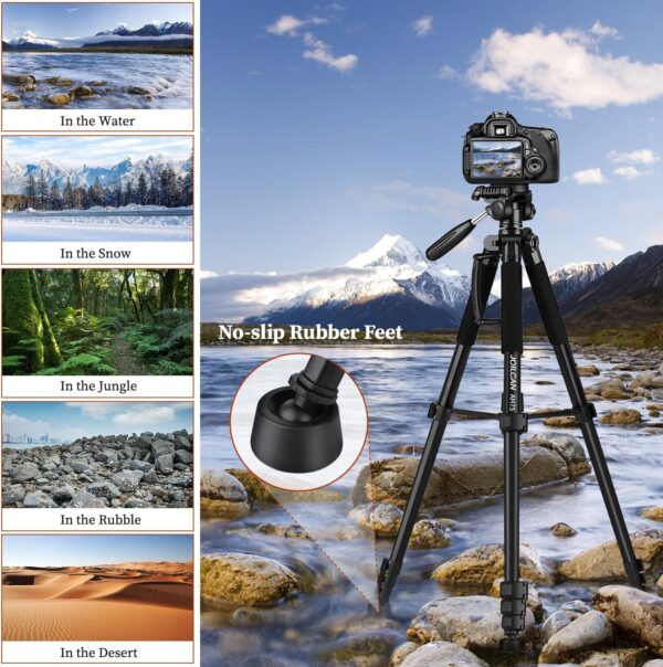 JOILCAN Tripod Camera Tripods, 74" Tripod for Camera Phone Video Recording, Heavy Duty Camera Tripod Stand, Professional Travel DSLR Tripods Compatible with Canon iPhone, Max Load 15 LB